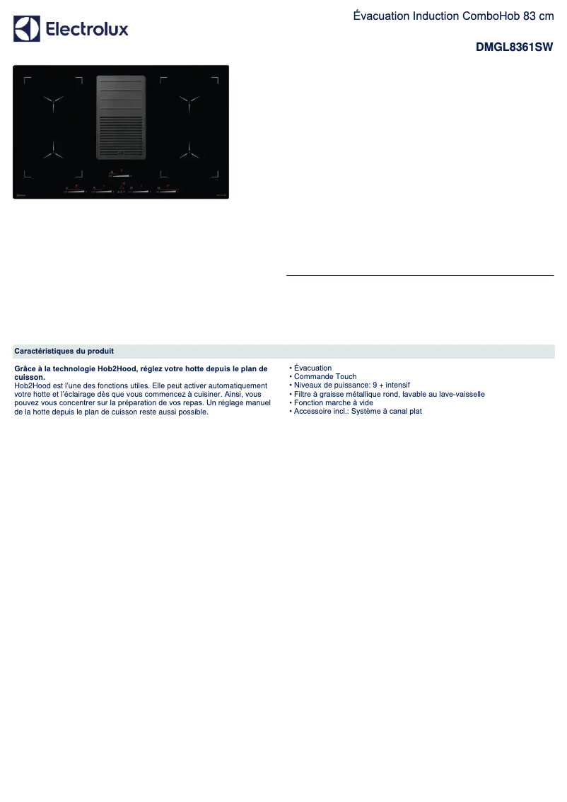 Page n°1 - Fiche technique Electrolux DMGL8361SW