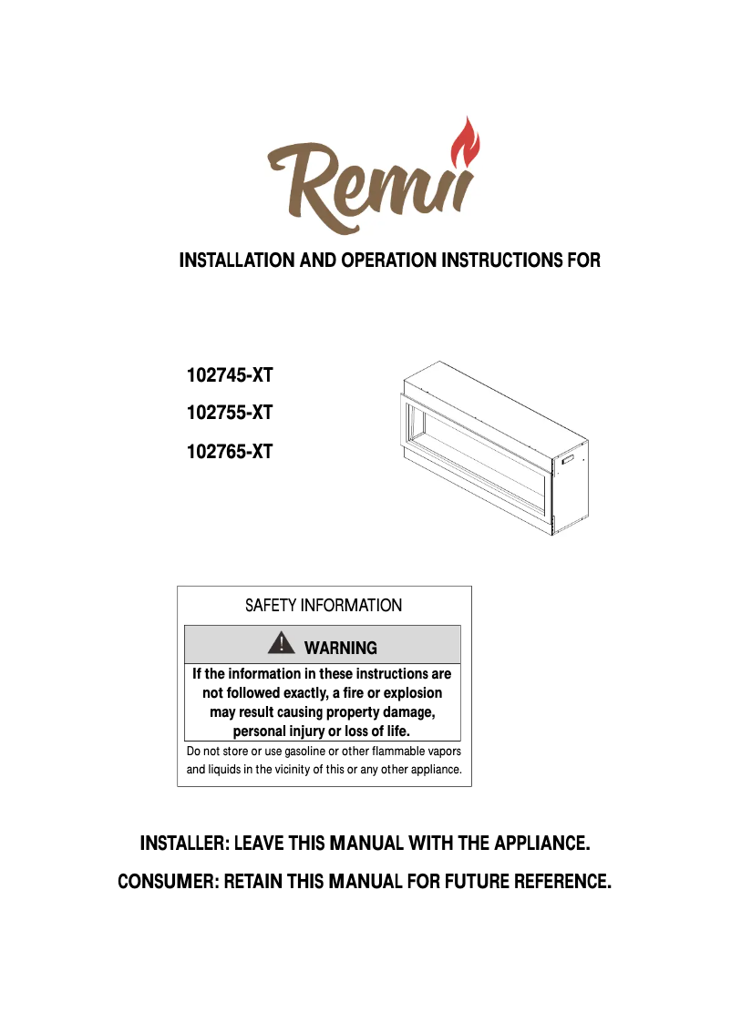 Page n°1 - Manuel utilisateur Remii 102745-XT