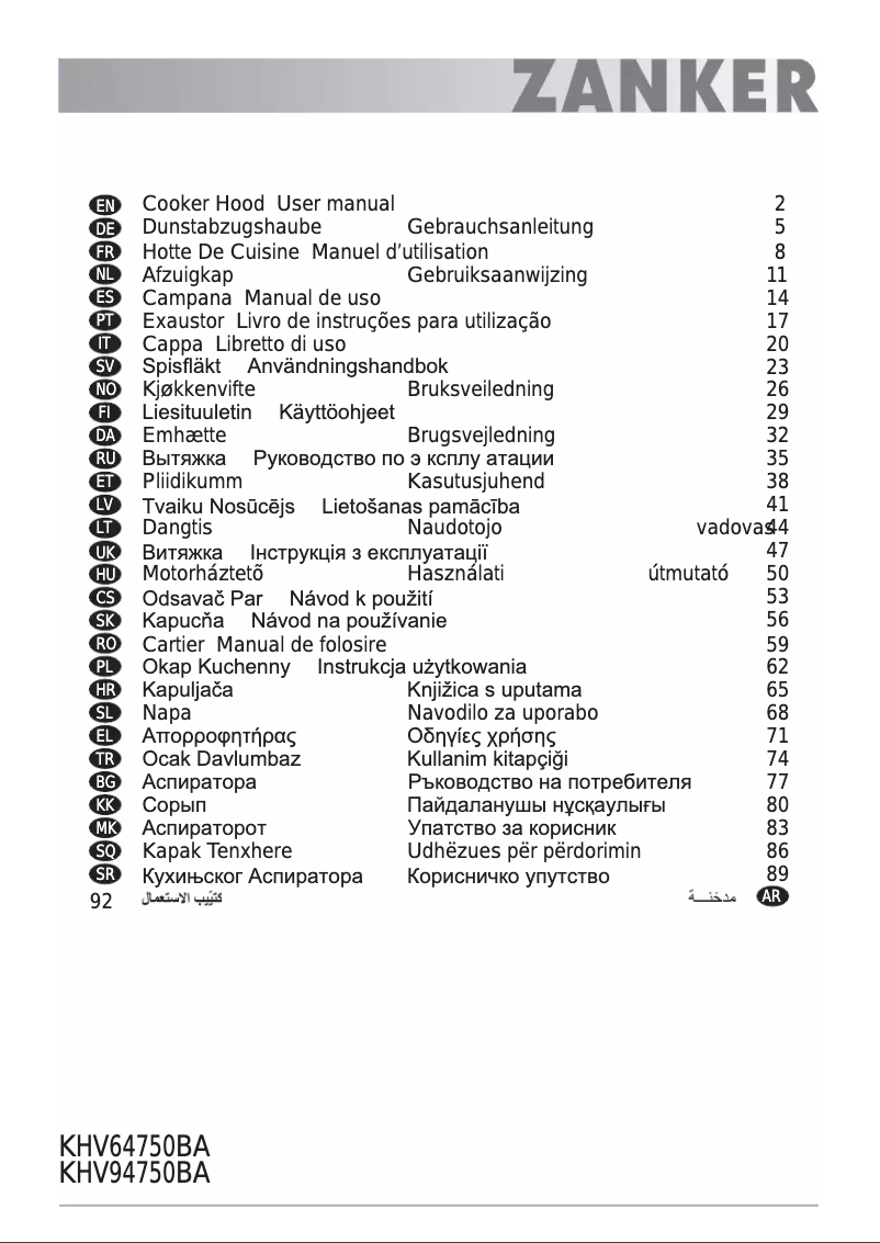 Page 1 de la notice Manuel utilisateur Zanker KHV94750BA
