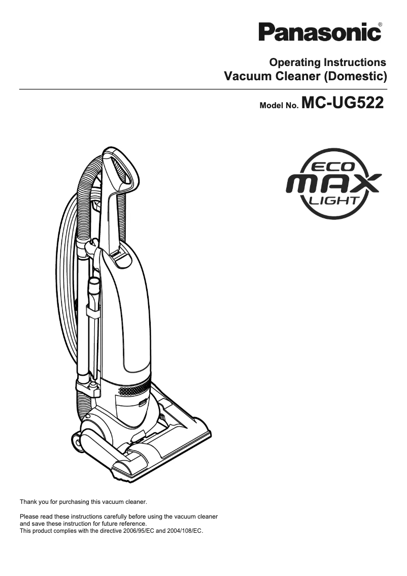 Page 1 de la notice Manuel utilisateur Panasonic MC-UG522