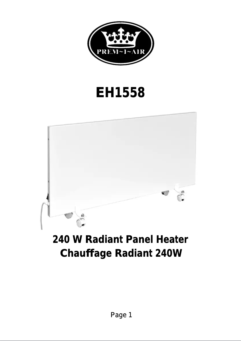Page n°1 - Manuel utilisateur Prem-I-Air EH1558