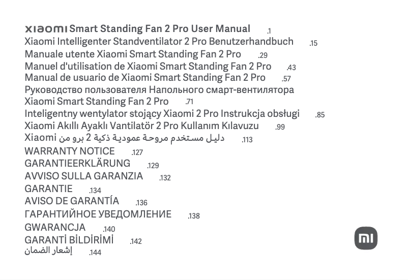 Image de la première page du manuel de l'appareil Smart Standing Fan 2 Pro