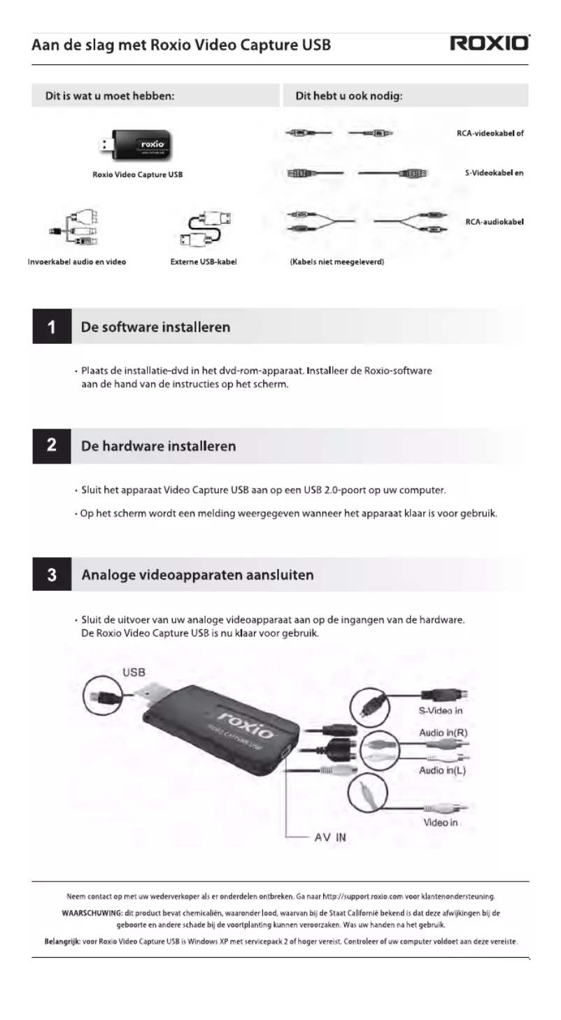 Page n°1 - Manuel utilisateur Roxio Video Capture USB