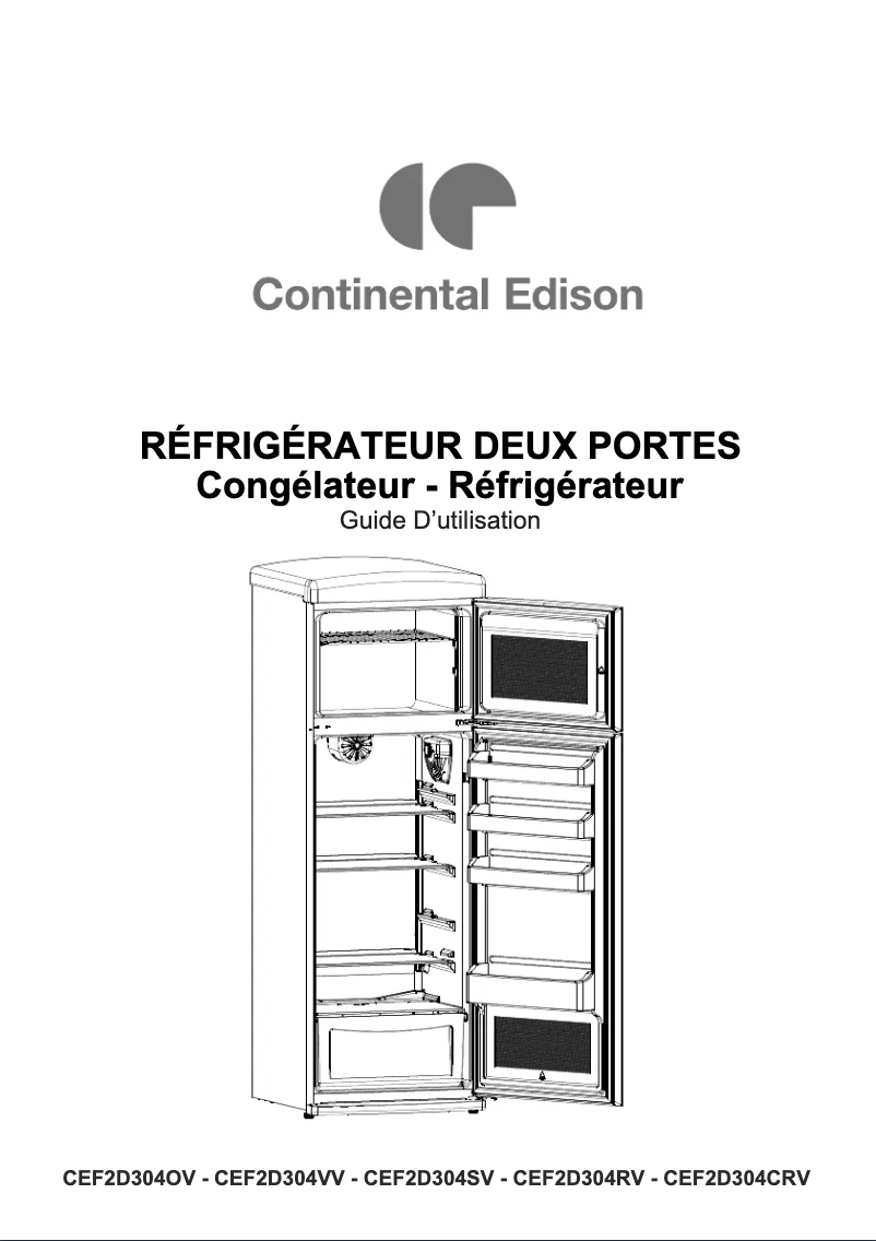 Page n°1 - Manuel utilisateur Continental Edison CEF2D304SV