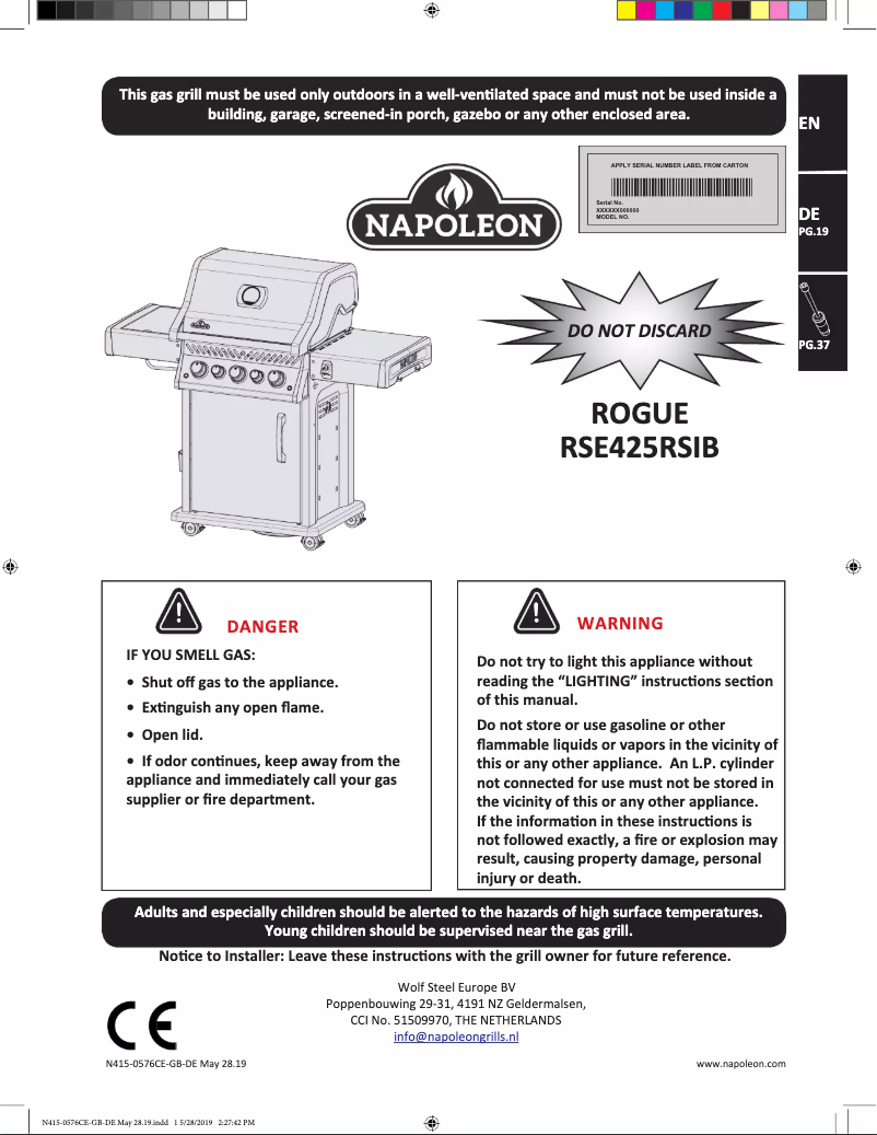 Page 1 de la notice Manuel utilisateur Napoleon Rogue SE 525