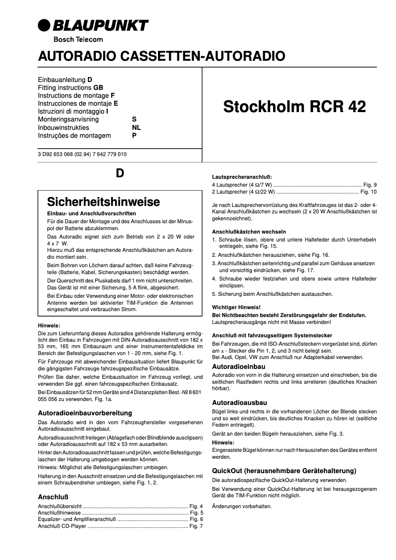 Imagen de la primera página del manual del dispositivo Stockholm RCR42