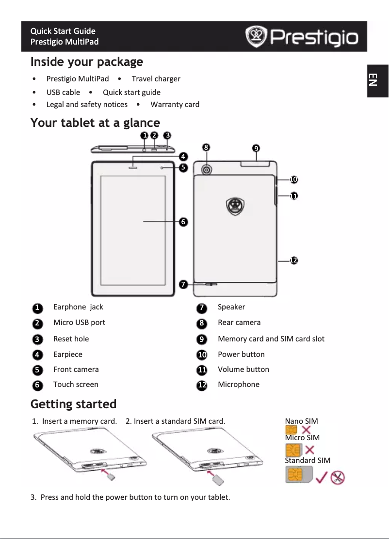 Page n°1 - Manuel utilisateur Prestigio MultiPad Ranger 7.0