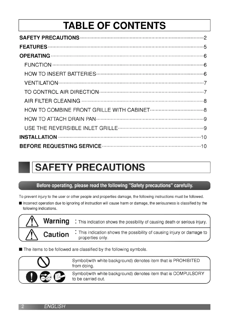 Page n°1 - Manuel utilisateur LG LWC0960PHG