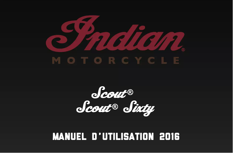Page 1 de la notice Manuel utilisateur Indian Scout Sixty (2016)