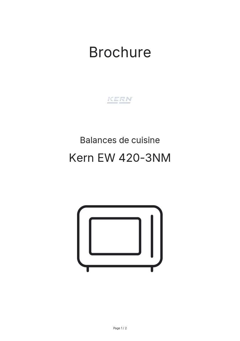 Page n°1 - Brochure Kern EW 420-3NM