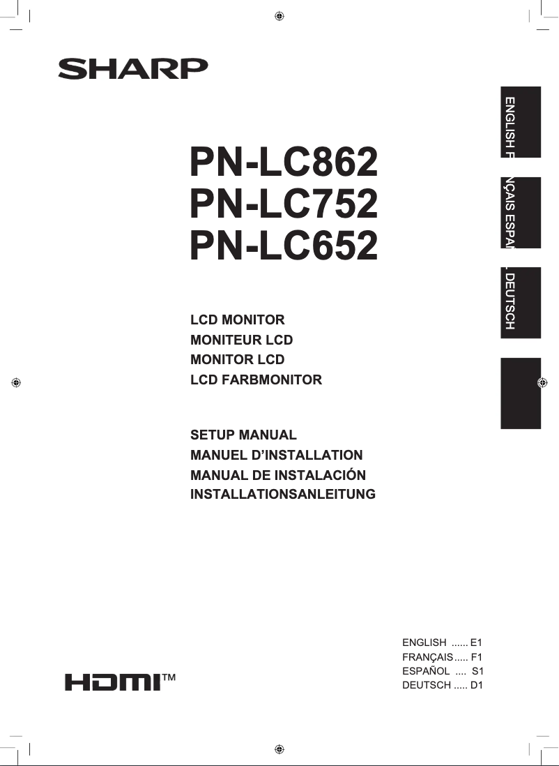 Page n°1 - Manuel utilisateur Sharp PN-LC752