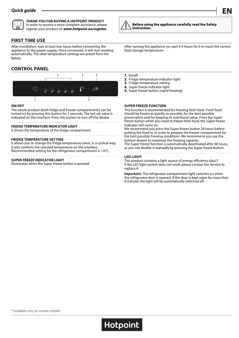 Page 1 de la notice Manuel utilisateur Hotpoint H3X 81I W