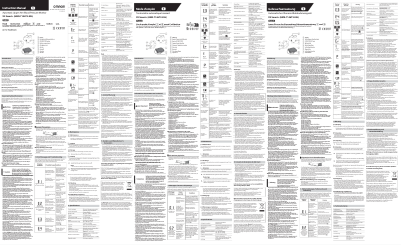 Page n°1 - Manuel utilisateur Omron X2 Smart+ HEM-7146T2-ESL