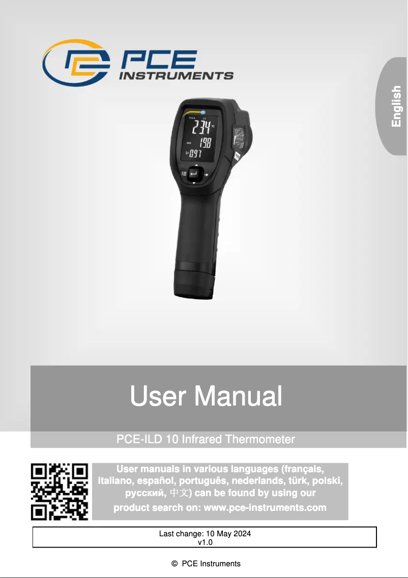 Page n°1 - Manuel utilisateur PCE Instruments PCE-ILD 10
