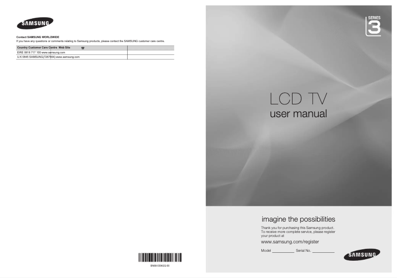 Page 1 de la notice Guide d'installation Samsung LE22C330F2W