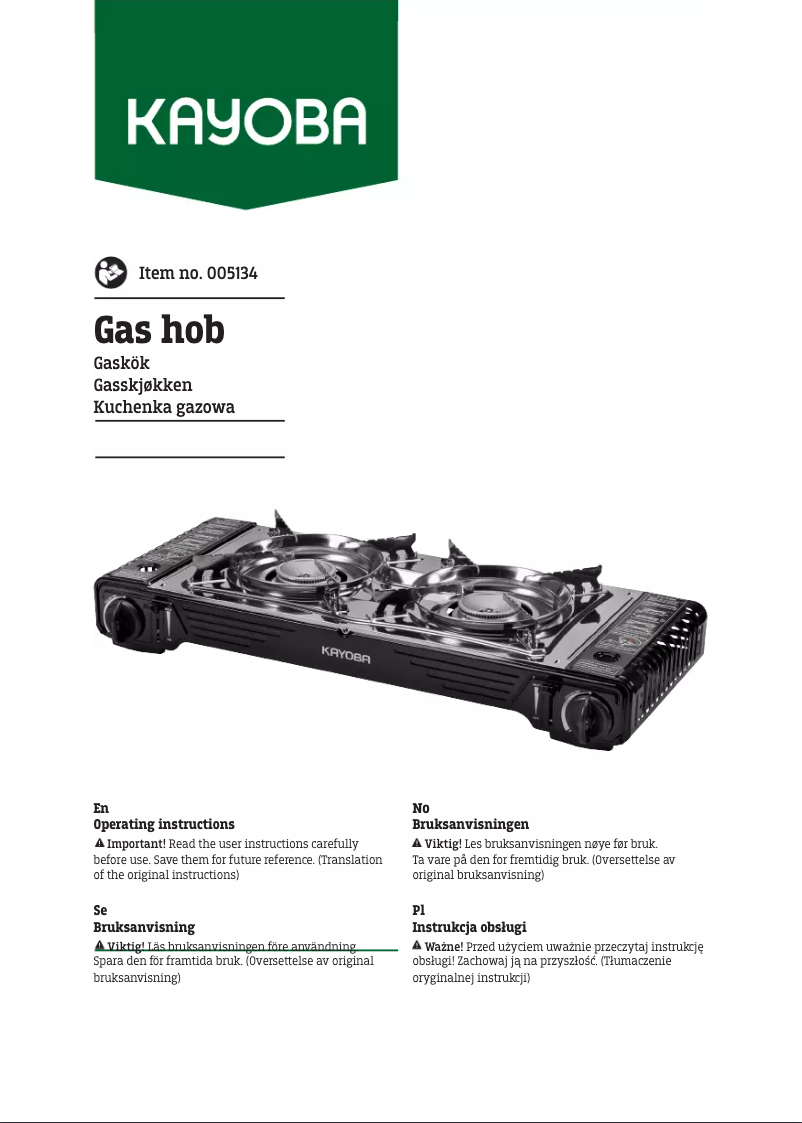 Página 1 del manual Manual de usuario Kayoba 005-134