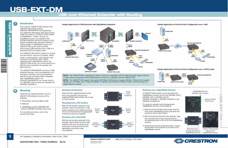 Page 1 de la notice Manuel utilisateur Crestron USB-EXT-DM-LOCAL