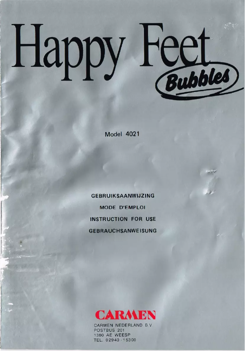 Page n°1 - Manuel utilisateur Carmen Happy Feet Bubbles 4021