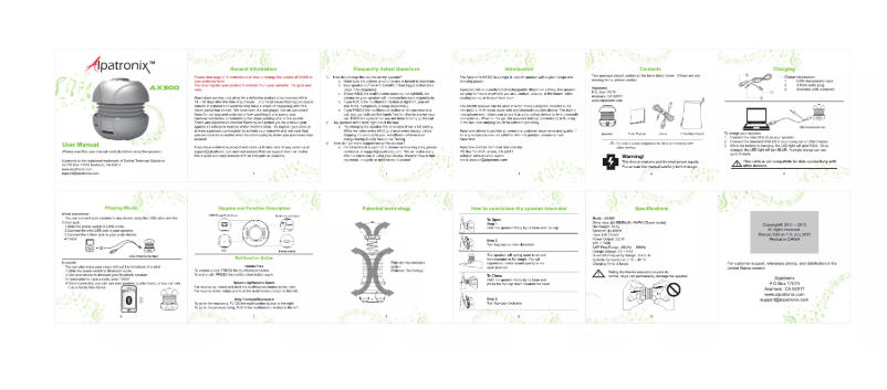 Page 1 de la notice Manuel utilisateur Alpatronix AX300