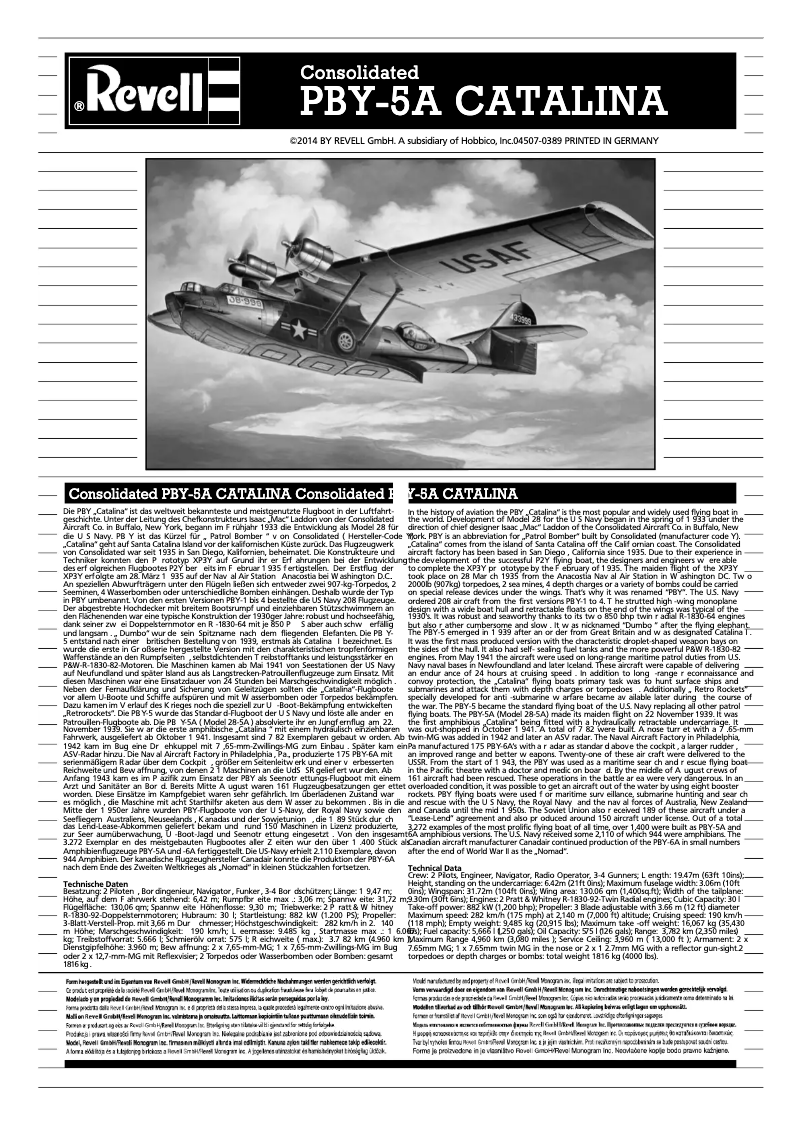 Image de la première page du manuel de l'appareil Consolidated PBY-5A CATALINA