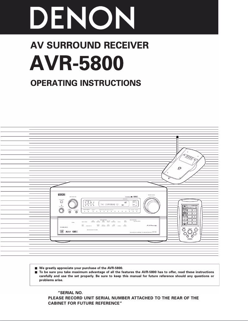 Image de la première page du manuel de l'appareil AVR-5800