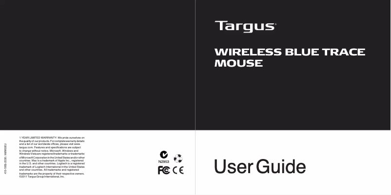 Page 1 de la notice Manuel utilisateur Targus AMW5011EU