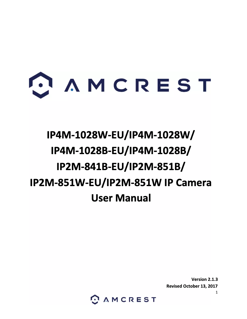 Page 1 de la notice Manuel utilisateur Amcrest IP2M-851W