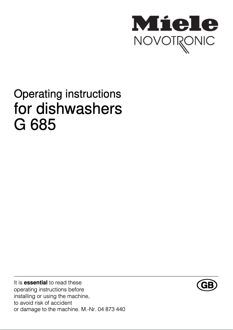 Image de la première page du manuel de l'appareil G 685