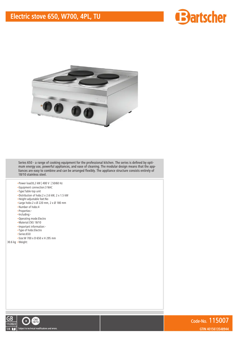 Image de la première page du manuel de l'appareil 115007