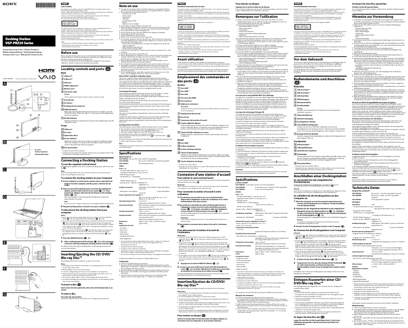 Page n°1 - Manuel utilisateur Sony VGP-PRZ20C