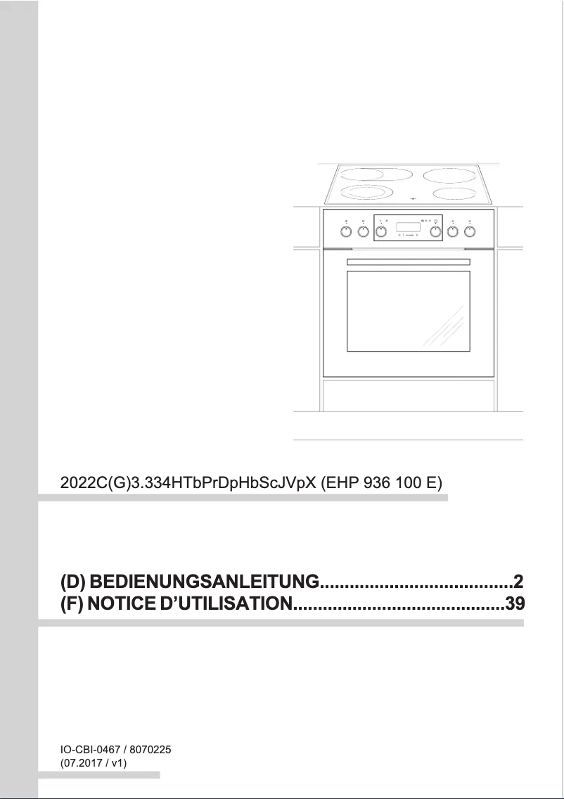 Page 1 de la notice Manuel utilisateur Amica EHPC 936 100 E