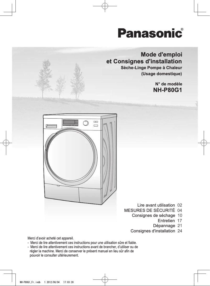 Image de la première page du manuel de l'appareil NH-P80G1