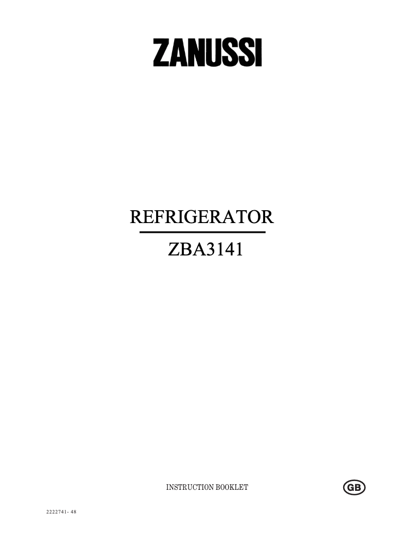 Image de la première page du manuel de l'appareil ZBA3141