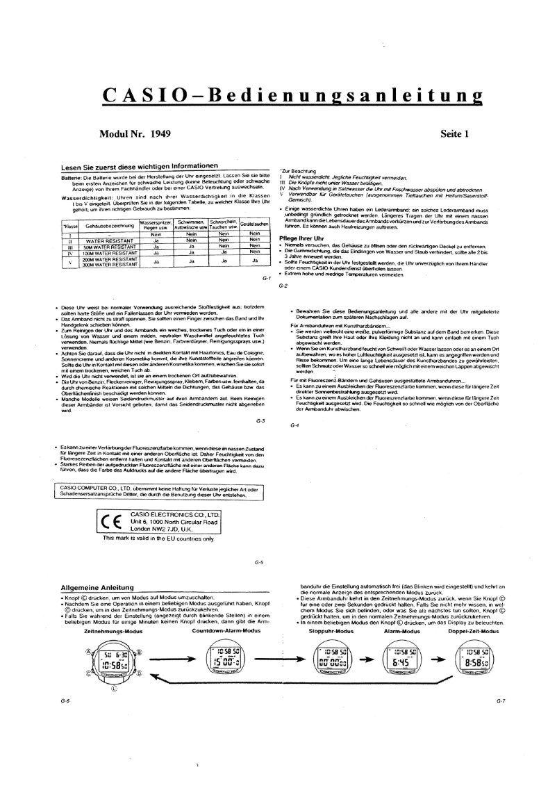 Page 1 de la notice Manuel utilisateur Casio 1949