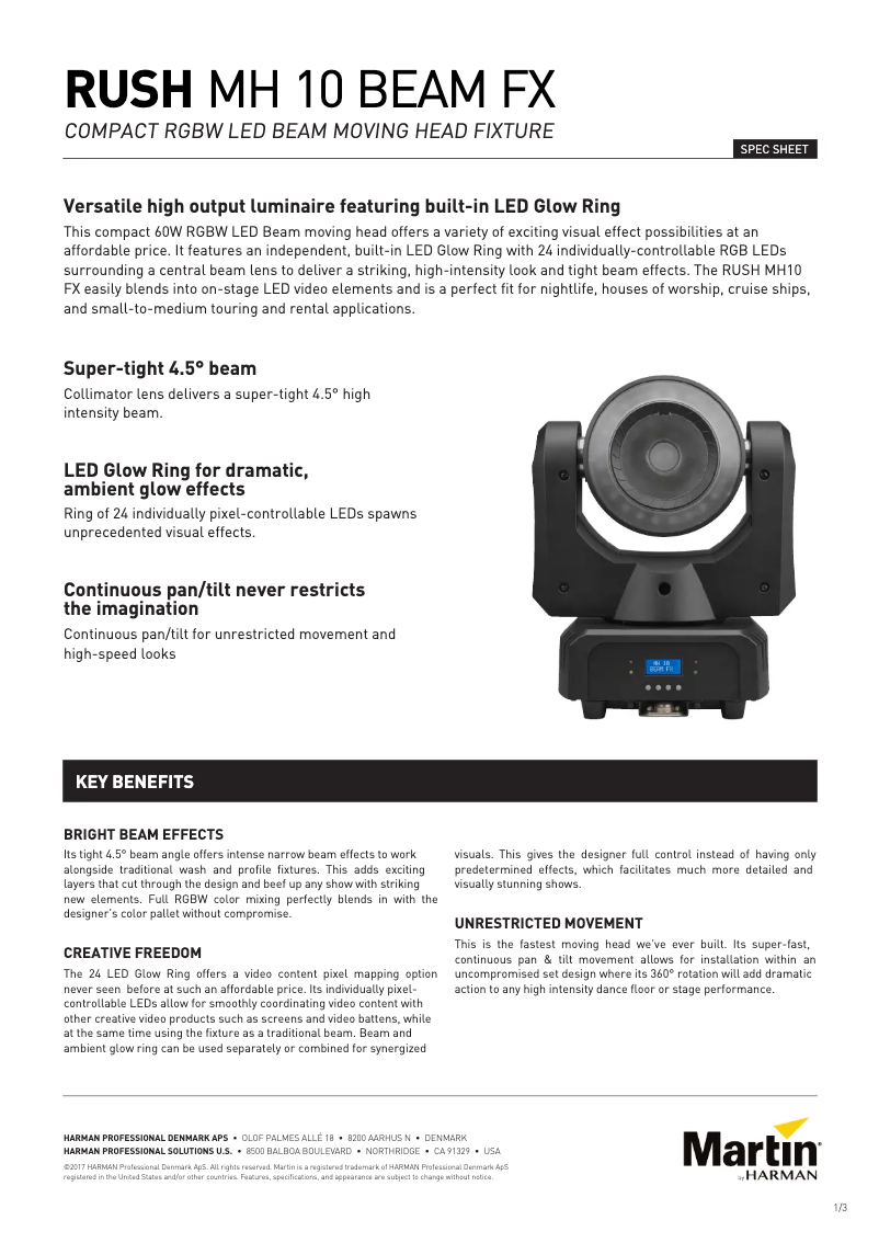 Image de la première page du manuel de l'appareil RUSH MH 10 Beam FX