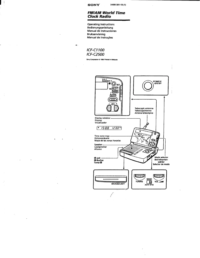 Image de la première page du manuel de l'appareil ICF-C1100