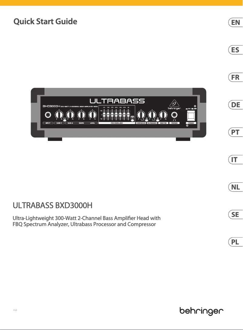 Page 1 de la notice Guide de démarrage rapide Behringer Ultrabass BXD3000H