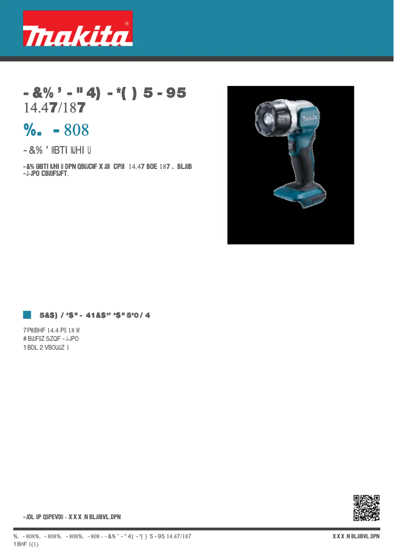 Page 1 de la notice Fiche technique Makita DML808