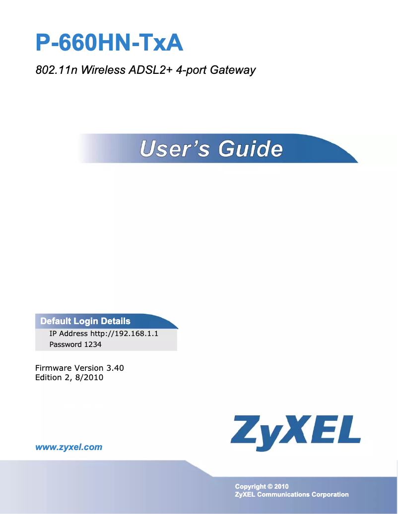 Image de la première page du manuel de l'appareil P-660HN-T1A