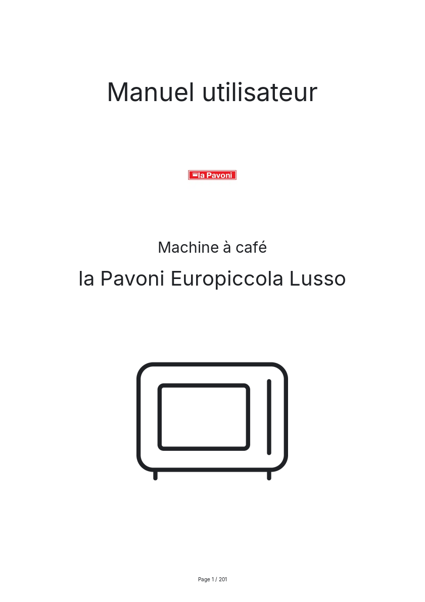 Page n°1 - Manuel utilisateur la Pavoni Europiccola Lusso