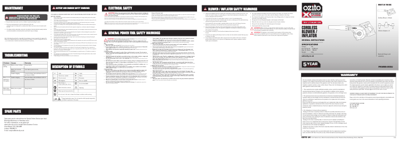 Página 1 del manual Manual de usuario Ozito PXWBS-200U