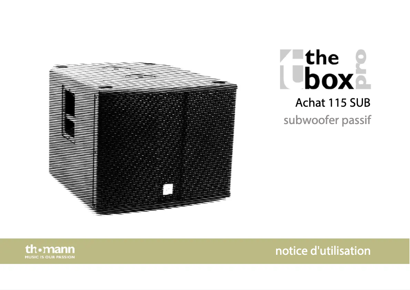 Page 1 de la notice Manuel utilisateur The Box Pro Achat 115 Sub