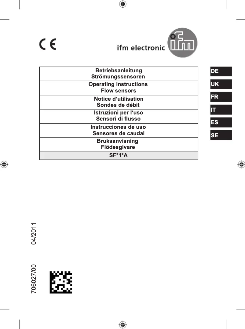 Page n°1 - Manuel utilisateur IFM SF211A