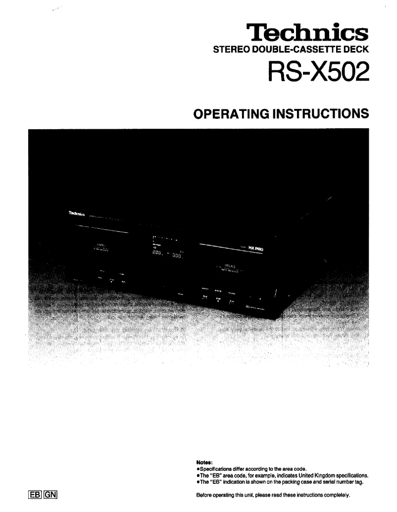 Page n°1 - Manuel utilisateur Technics RS-X502
