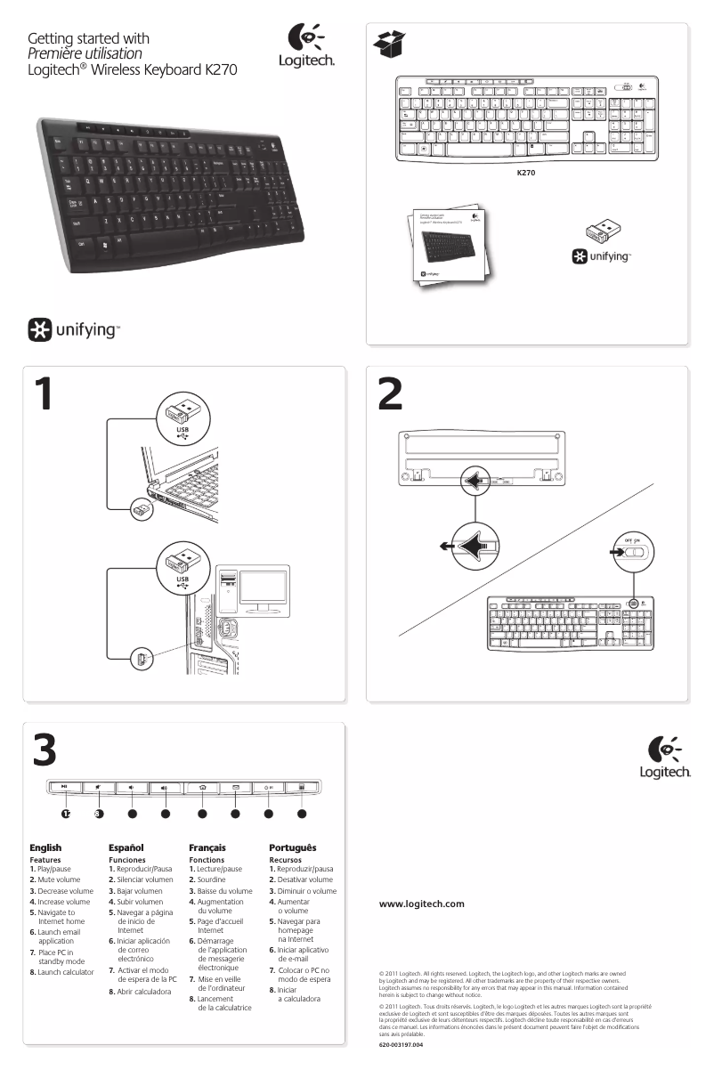 Page n°1 - Manuel utilisateur Logitech Wireless Keyboard K270