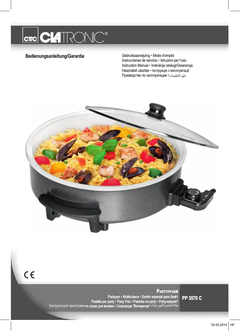 Page 1 de la notice Manuel utilisateur Clatronic PP 3570