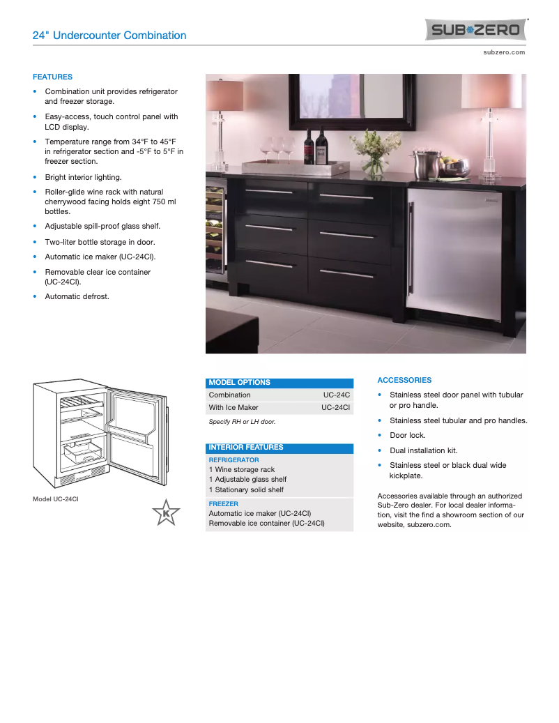 Page 1 de la notice Manuel utilisateur Sub-Zero UC-24CI-LH