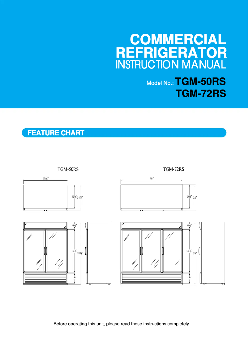 Página 1 del manual Manual de usuario Turbo air TGM-50RS-N