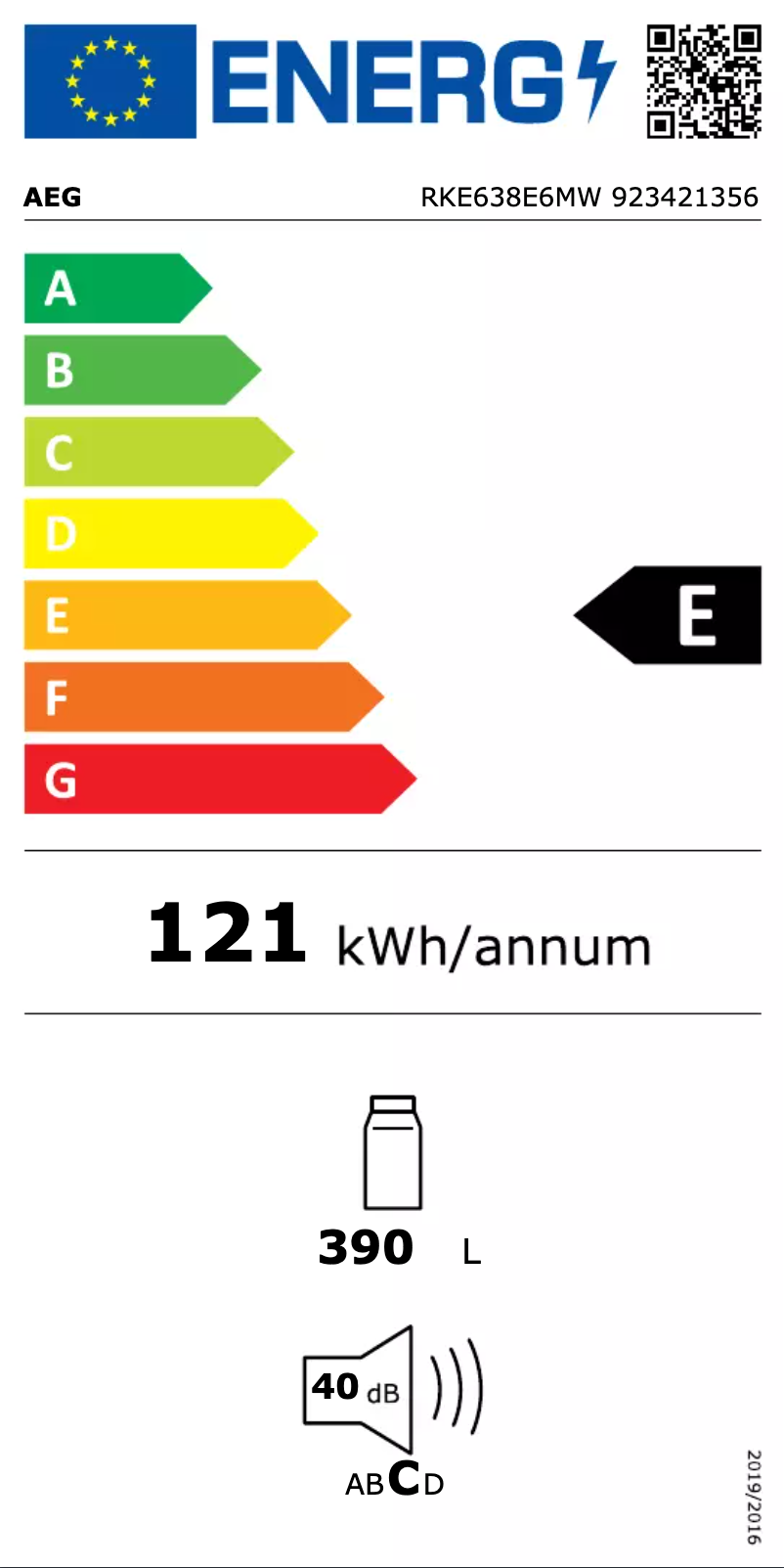 Page n°1 - Label énergétique AEG RKE638E6MW