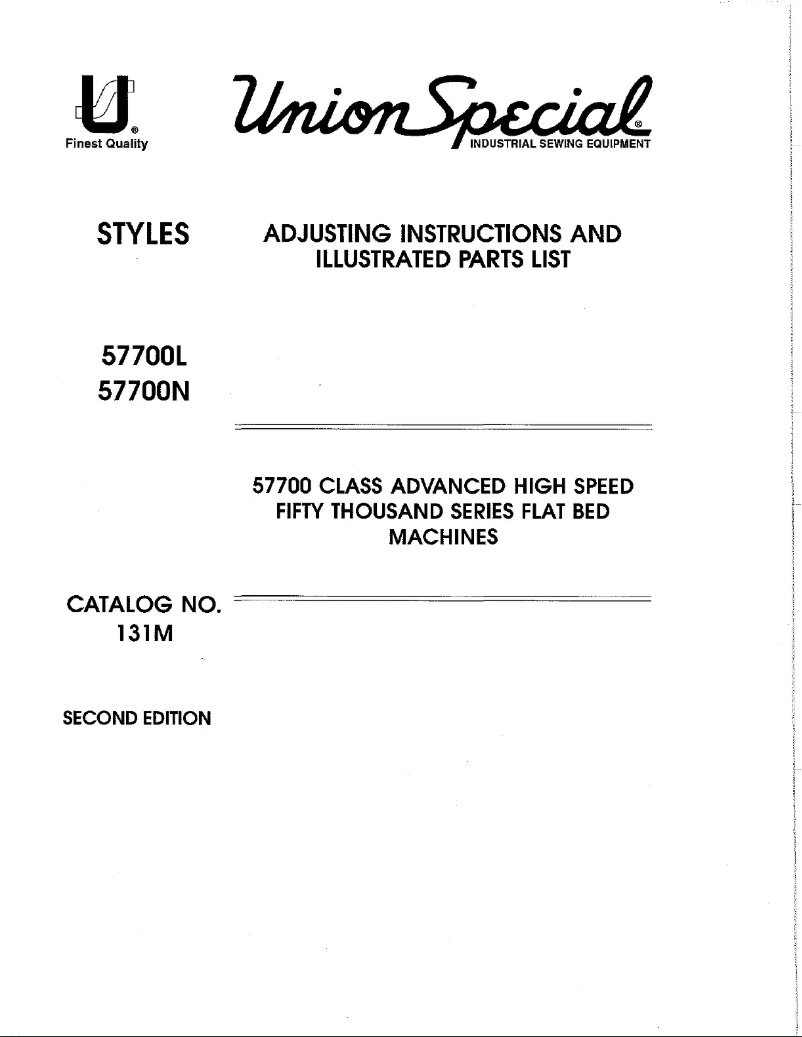 Page n°1 - Manuel utilisateur Union Special 57700N